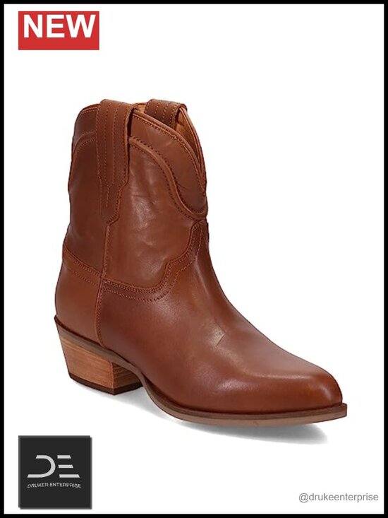 Shoes - Dingo Seguaro Leather Ankle Boots Pull-On Cowboy Booties Embroidered Block Heel